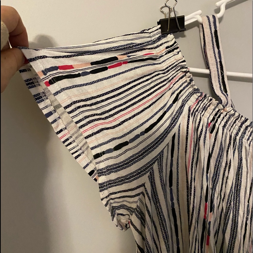 Ladies stripe top with peak a boo shoulders